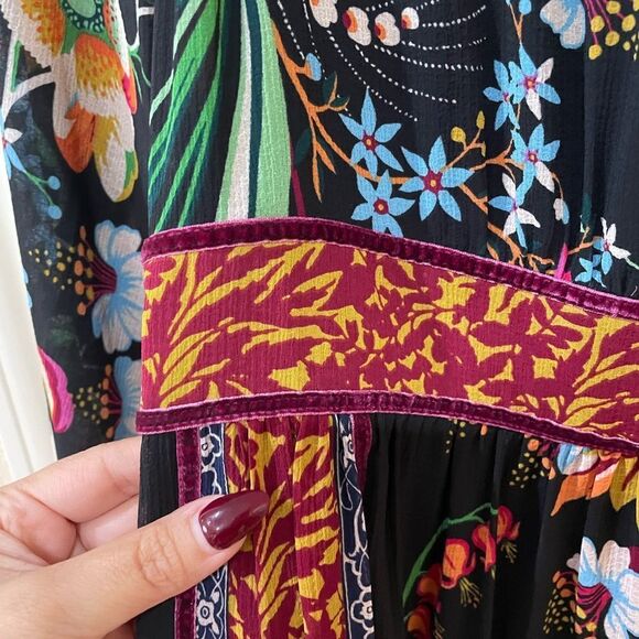 Anthropologie Adair Velvet-Trimmed Midi Dress Size 2 - Picture 3 of 8